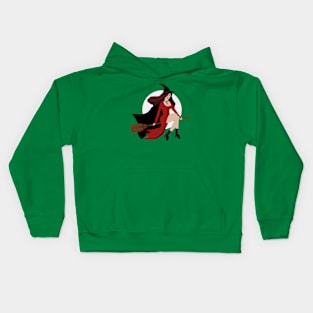 Witch Flying On A Broomstick Halloween Kids Hoodie